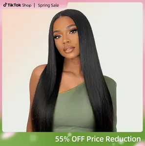 MIUULAAR 5x5 Black Straight HD Lace Glueless Pre Plucked Pre Cut with Baby Hair Bleached Knots 200 Density Human Hair Wig for Easy Styling and Wear