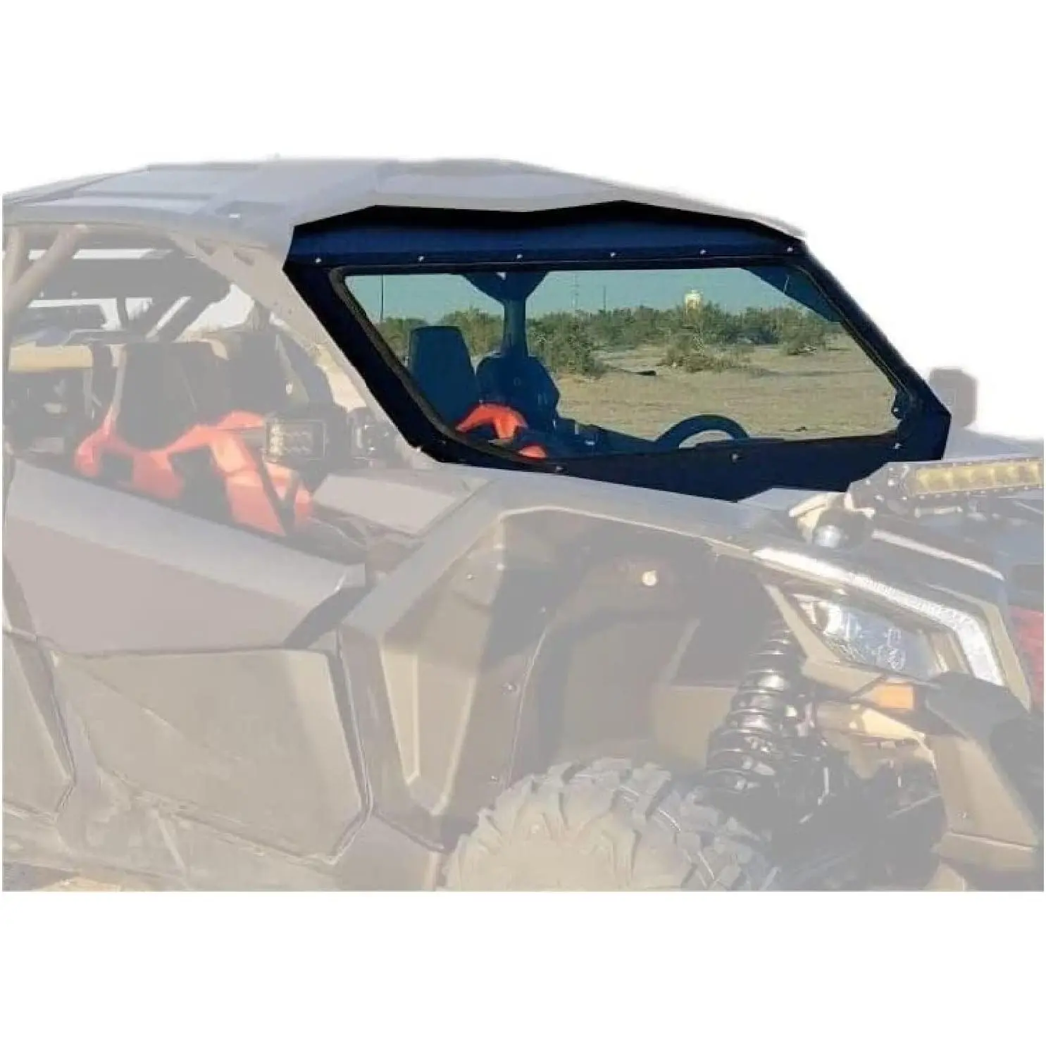 ECOTRIC Full Glass Windshield with Sun Visor, Deflector - Rugged Off-Road Wind Protection for Can-Am Maverick X3 900, XRS, XDS, Turbo R, MAX 2017+
