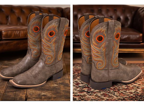 Palitutu Cowboy Boots for Men -Square Toe Botas with Classic Embroidered,Comfortable and Fashion Soft PU Leather,Fashion Closed Walking Shoes