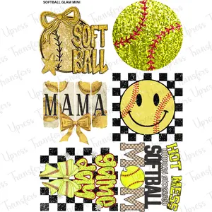 Softball Glam  Mini DTF Transfer Gang Sheet 24.5" Wide x 36" Long Direct To Film Trendy Vibrant Designs for Stylish Wardrobe