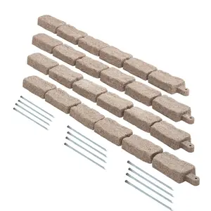 VEVOR Faux Stone Landscape Edging,  , 46.4 x 2.2 in Realistic Lawn Edging, Flexible Brick-Sized Garden Edging Border with Anchoring Spikes, Fade-Resistant Yard Edging for Driveways Walkway Brown
