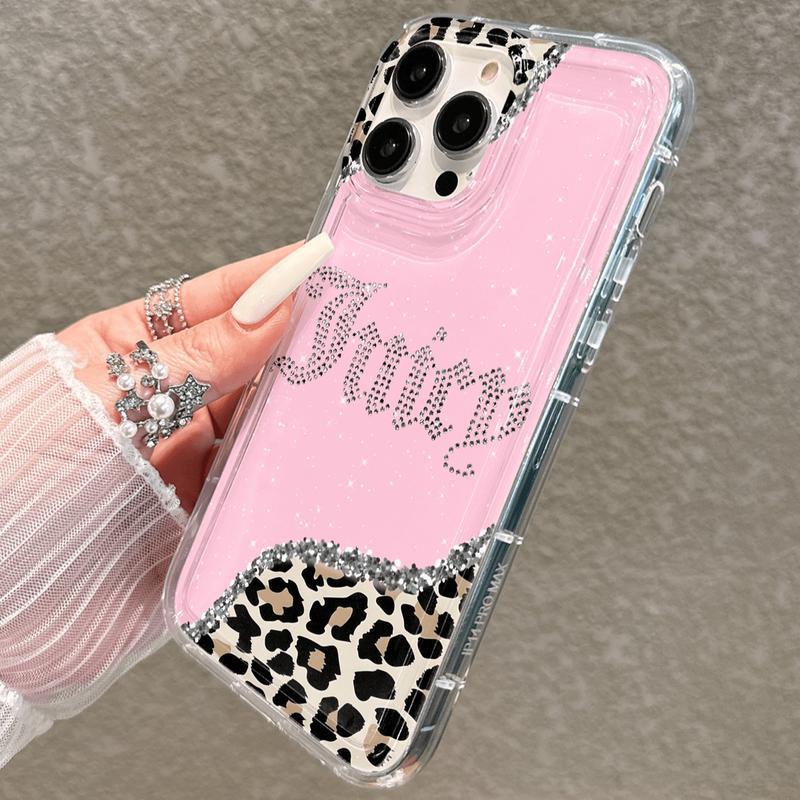 Transparent Card Slot Case, Leopard Pattern, Thick Anti-Drop Phone Cover Compatible with iPhone 17/17 Pro Max/air/11-16 Series Military-Grade Camera Custom Monogram Striped Glitter Electroplated Girly iPad Pen Anti-Slip Slim Shockproof Camo Tough