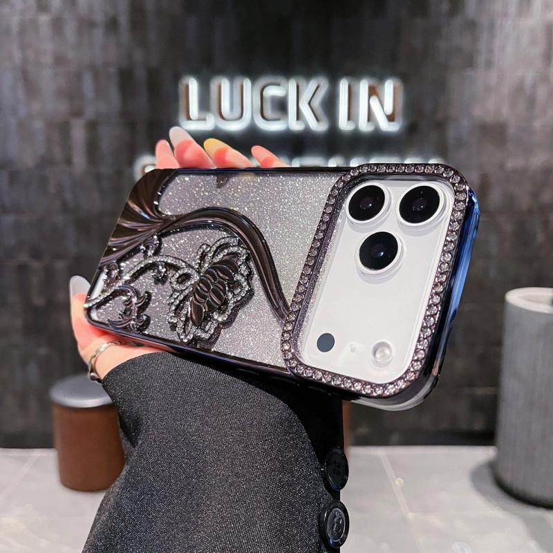 Compatible with iPhone 17 Pro Max/17 Pro/ 17/17 Air Flower-patterned gradient flash paper electroplated full package phone case-HN310-1
