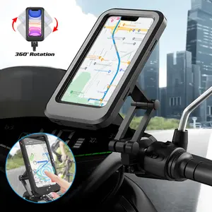 Waterproof Bike Phone Holder - 360° Rotation Handlebar Mount,Adjustable Bicycle CellPhone Clamp,Phone Clip for 4.8-6.7" Smartphones iPhone
