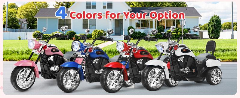 Costway Kids Motorcycle, 6V Battery Powered Ride on Chopper Motorcycle w/Horn, Headlight, 3-Wheel Stable Ride on Toys, Electric Toddler Motorcycle for Kids, Gift for Boys Girls,Christmas Festival Gift Black Friday Cyber Monday Costway Kids Motorcycle, 6V Battery Powered Ride on Chopper Motorcycle w/Horn, Headlight, 3-Wheel Stable Ride on Toys, Electric Toddler Motorcycle for Kids, Gift for Boys Girls,Christmas Festival Gift Black Friday Cyber Monday