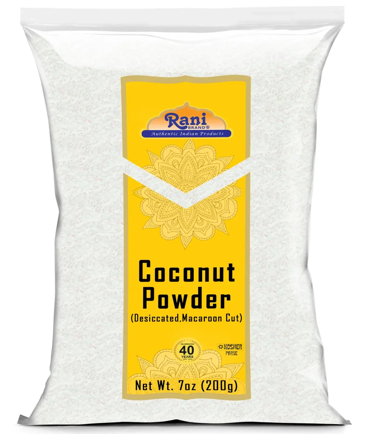 Rani Coconut Fine Powder (Desiccated, Macaroon Cut) 7oz (200g) Raw (uncooked, unsweetened) ~ All Natural | Vegan | Kosher | Gluten Friendly