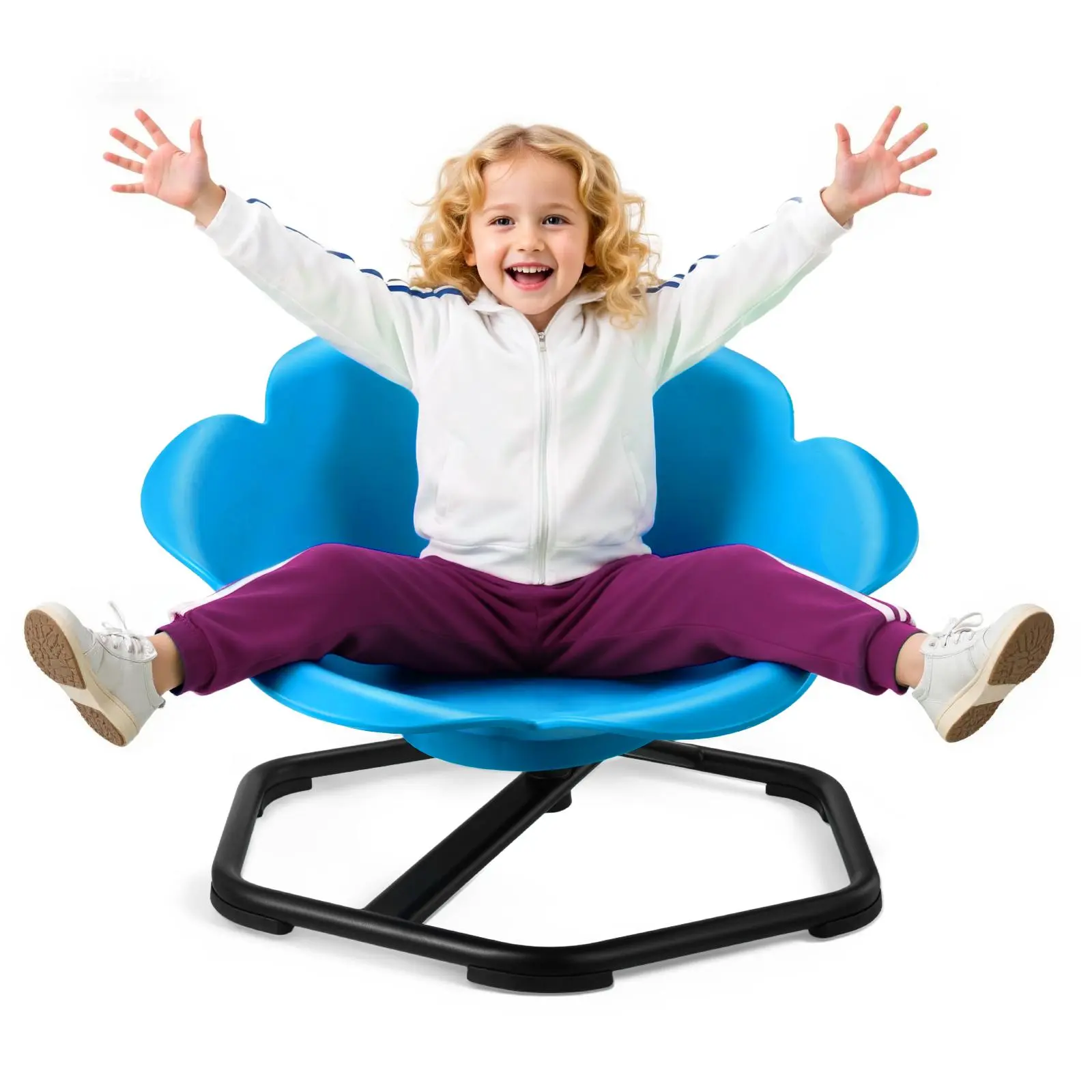 【SummerFinds】VEVOR Kids 360° Spin Sensory Chair, 2-Piece Mold Cylinder-Shape Seat, 220 lbs Capacity, 24.4 in/62 cm Size, Non-Slip Metal Base, for Autistic Kids Toddler Coordination Balance Focus Furniture, Blue