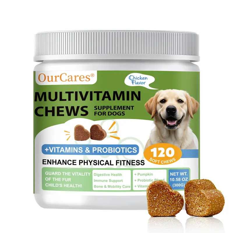 OURCARES 8-in-1 Chewable Multivitamin Bite for Dogs, Soft Chew Canine Nutritional Supplement with Joint & Immune Aid for Daily Canine Wellness