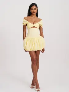 Umika Butter Yellow Bubble Hem Mini Dress