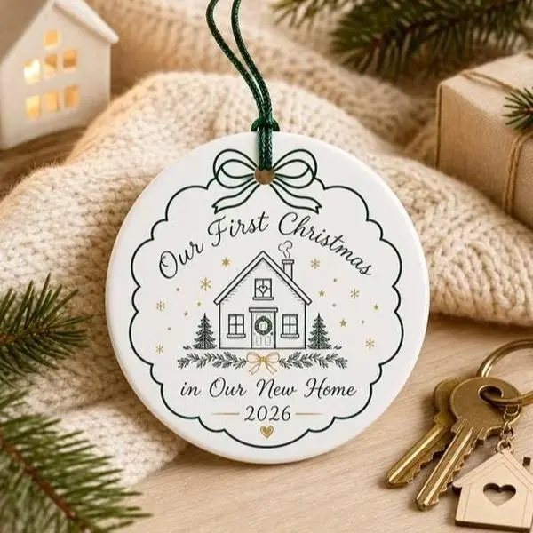 Our First Home Christmas Ornament, New Home 2026 Keepsake, First Christmas in Our New House Ornament, Personalized Family Holiday Decor