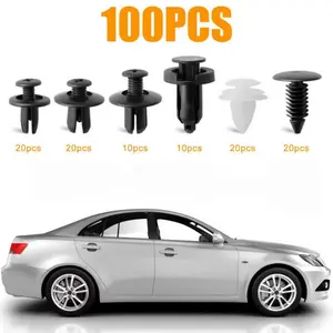 100pcs Car Clips Kit,6 Popular Sizes,Durable,Anti-Wear,Anti-Corrosion,Universal for Door Trim,Bumper,Mudguard,Fender and Auto Body Repair