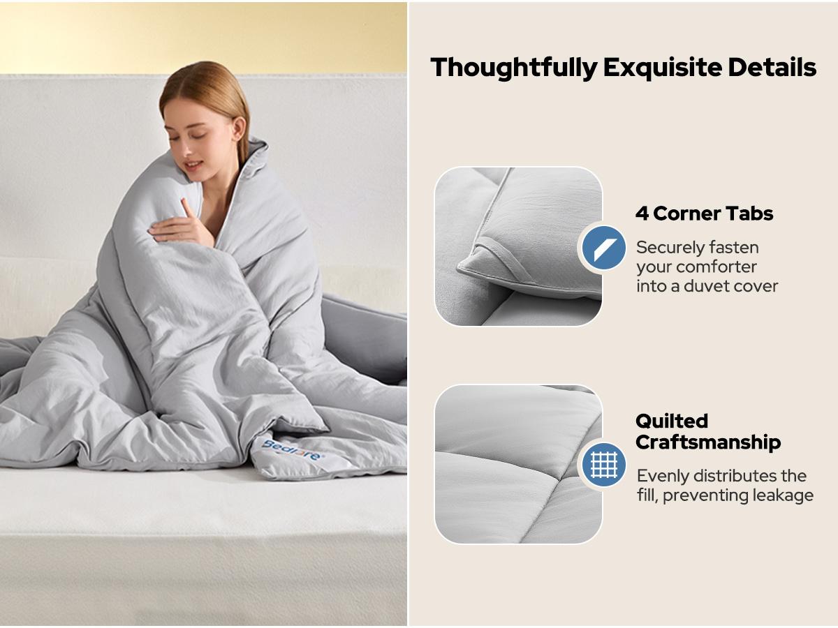 【BEDLORE】All-Season Down Alternative Comforter Duvet Insert for Bedroom – Chinese Knot Quilted Design, Ultra-Soft, Machine Washable, with Corner Tabs