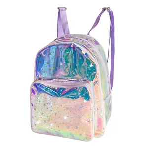 Waterproof rainbow Blue TPU Backpack with Star Pattern-Stylish Rucksack for Women & Men, Dimensions: 11.03x9.1x4.7inch