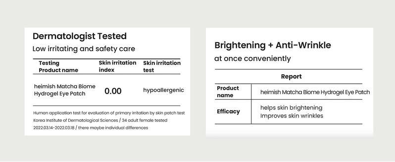 [Heimish] Matcha Biome Hydrogel Eye Patch (1.4g/0.05oz *60pcs) – Cooling, Brightening & Anti-Aging for Puffy Eyes, Dark Circles Springtok Calming