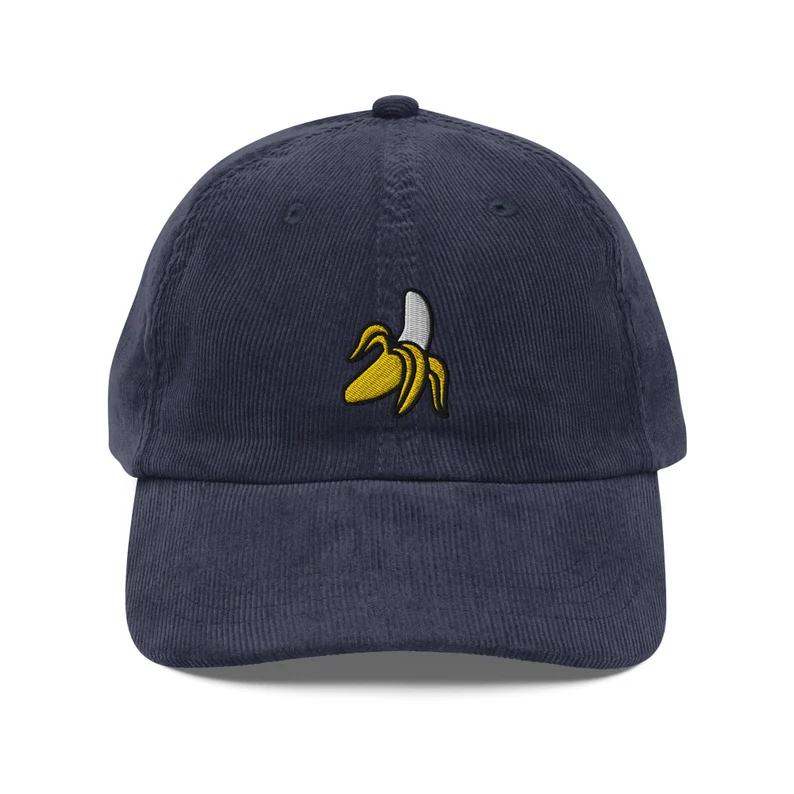 Minimalist Banana Embroidered Corduroy Cap for Subtle Everyday Style