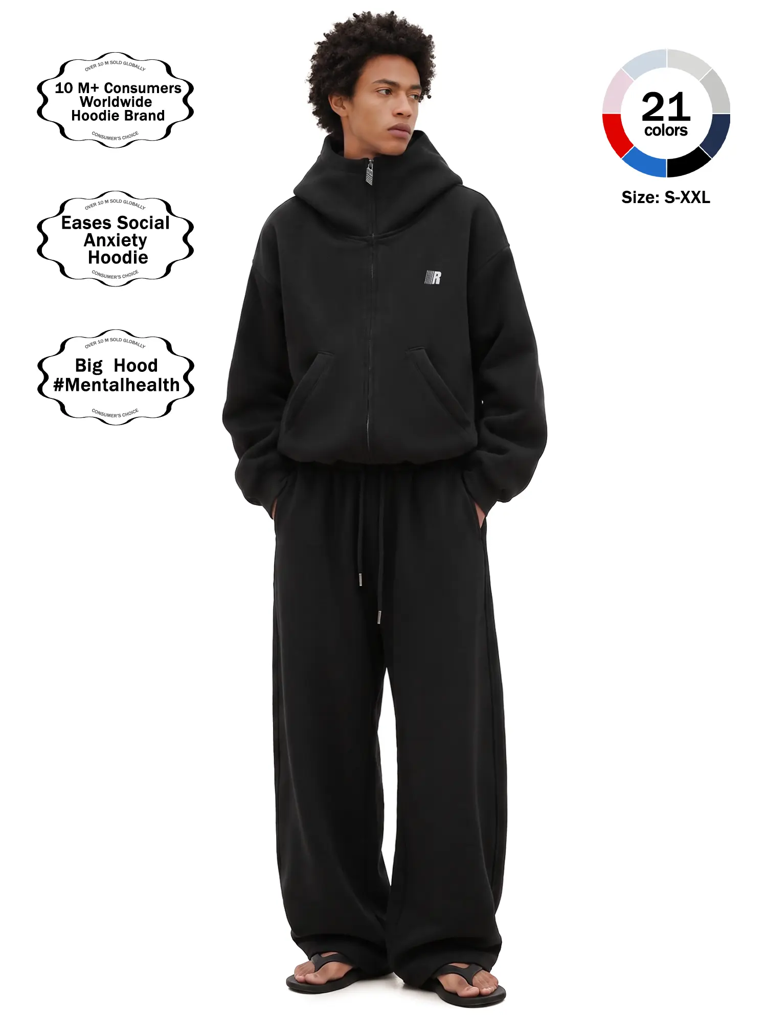 FDR Big Hood Eases Social Anxiety Hoodie for Men & Women High Neck Zip-up Sweatshirt Essentials Minimalist Heavyweight Hoodies Casual Longsleeves Top Embroidered Unisex Vintage Pullover Perfect for Daily Wear,Sports, Zip Up Hoodies, Plus Size