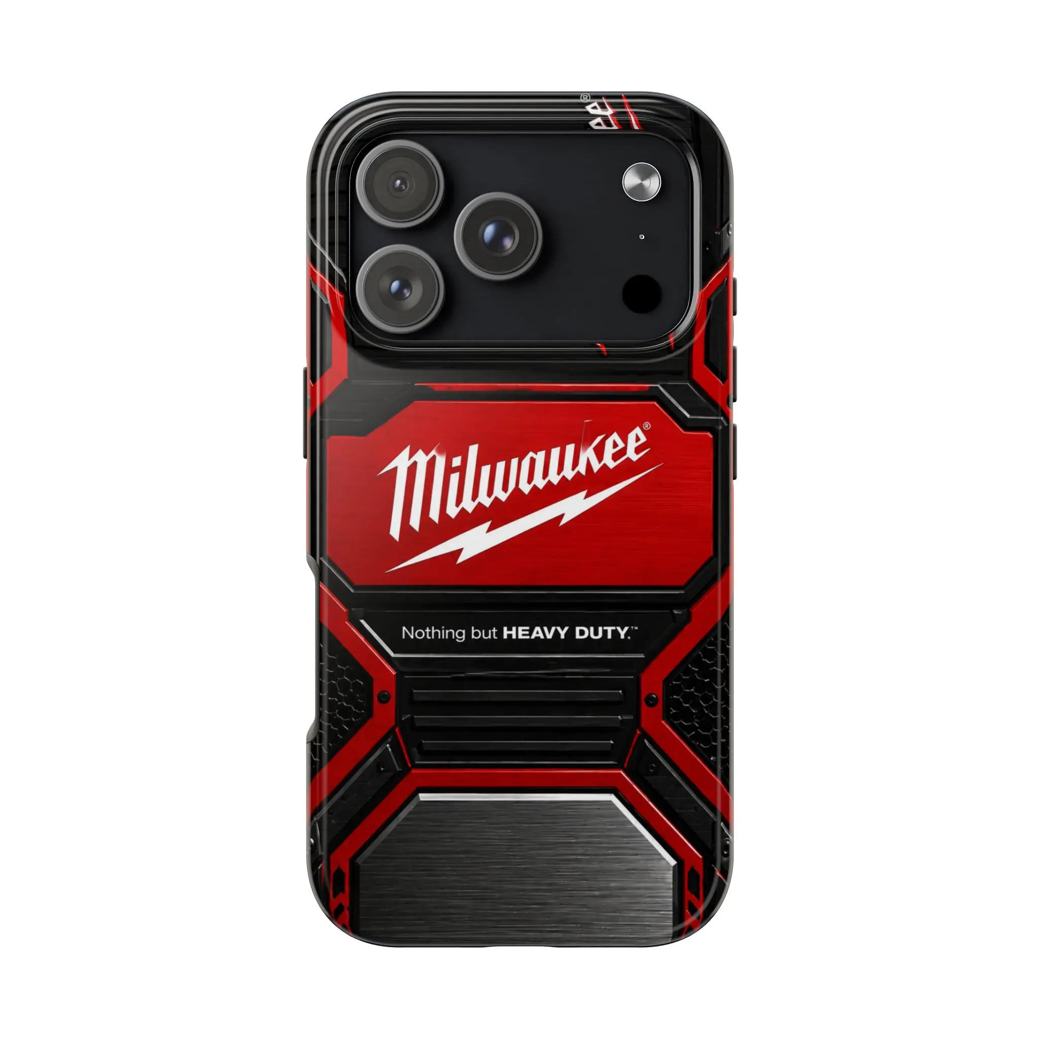 Milwaukee Heavy Duty Tough Phone Case, Red Black Industrial Tool Design, iPhone 17-X Pro Max Pro Plus Mini, Rugged Shockproof Cover, Mechanic Gift for Men Dad