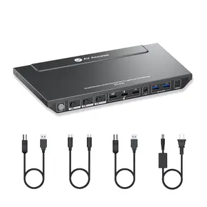 AV Access KD-E30 KVM Switch Docking Station for 2 Desktops & 1 Laptop, Dual 4K HDMI Monitors, 100W USB-C Charging, EDID, 10-in-1 USB-C Dock, 1G Stable Internet