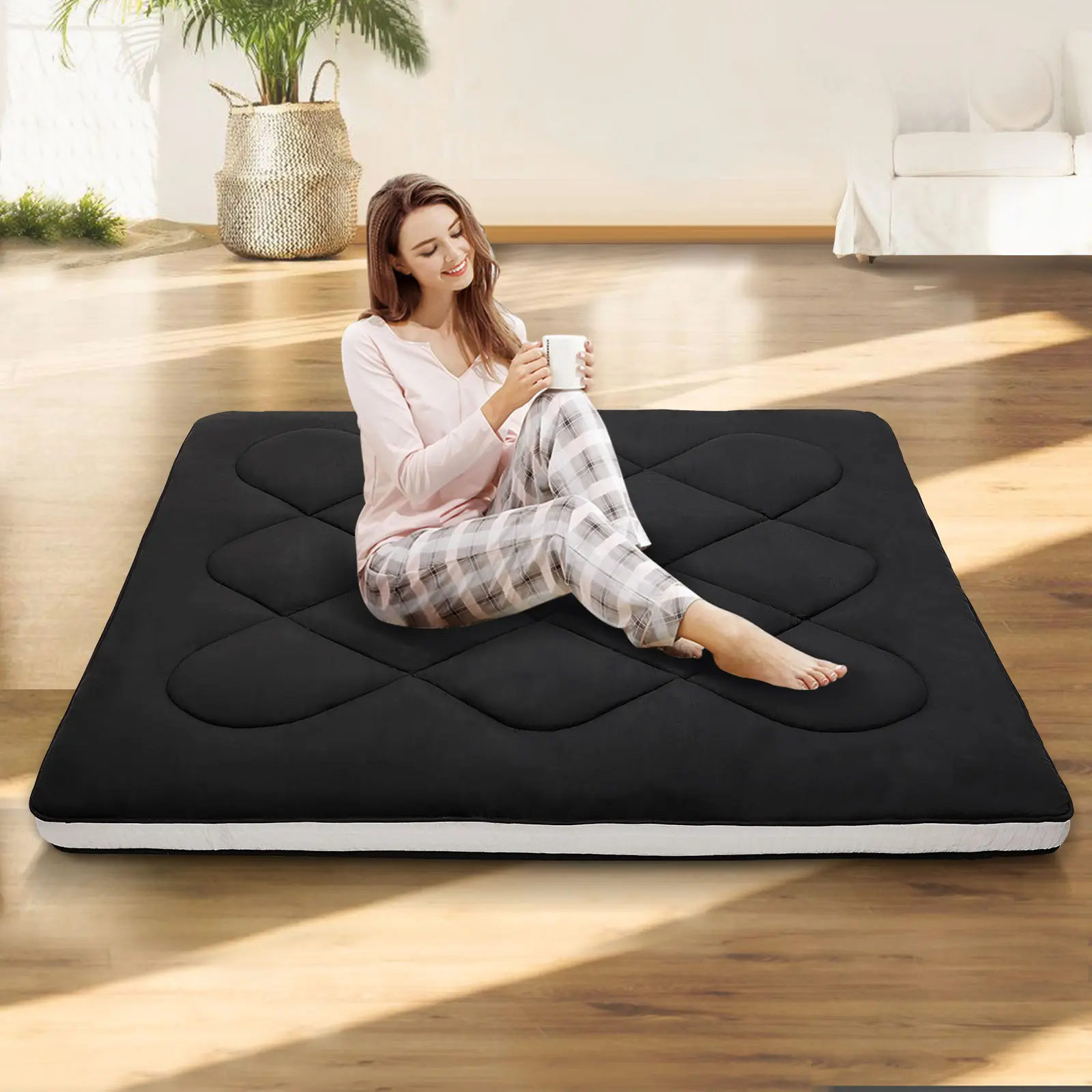 ABORON Japanese Floor Mattress Futon Mattress, Twin/Full/Queen Size Foldable Mattress, Roll Up Mattress Sleeping Tatami Mat Floor Lounger Guest Bed tiktokshopbacktoschool
