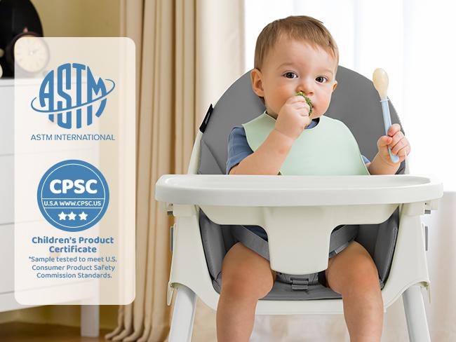 HARPPA 6-in-1 Convertible Baby High Chair, Foldable Highchair with Removable Tray, Baby Feeding Chair With Harness & Storage Basket, Christmas Toddler Gift, Baby Items