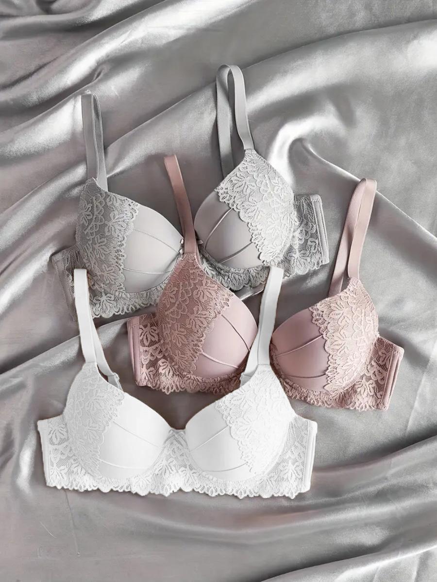 3pcs Women's Push-Up Underwire Bras - High Support Anti-Sagging Breathable Nylon/Elastane Blend, Bohemian Style Lace Trim & Solid - Comfortable Everyday & Special Occasion Bras Womenswear Basic Minimalist Vneck 3pcs Women's Push-Up Underwire Bras - High Support Anti-Sagging Breathable Nylon/Elastane Blend, Bohemian Style Lace Trim & Solid - Comfortable Everyday & Special Occasion Bras Womenswear Basic Minimalist Vneck