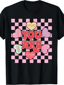 Hearts You Are Valentines Day for Boys Teachers Kids T-Shirt Boys'and Girls' Pure Cotton T-Shirts for a Clean and Simple Style Size 120-160