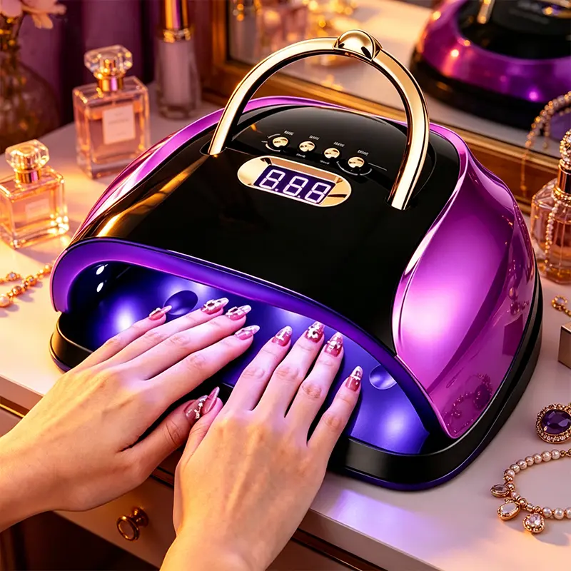2026 Dauhor UV Led Nail Lamp 256W – Fast Curing LED Dryer with 4 Timers Smart Sensor 57 LED Beads, Removable Magnetic Base Mirrored Ambience Light for Gel Polish, Nail Art Tools, DIY Manicure Salon