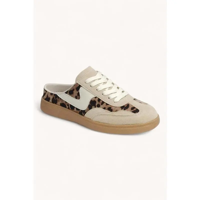 Leopard Beige Slip On Mule Sneakers