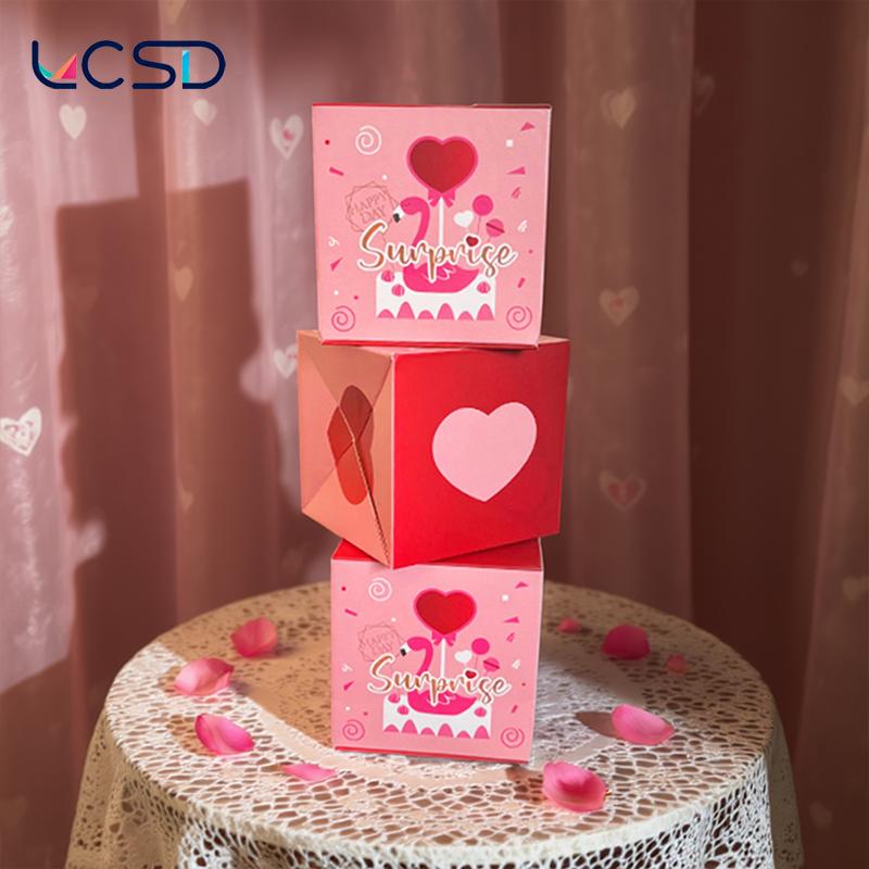 LCSD Red Envelope Box, Unique Folding Bouncing Design, Valentine's day & Birthday Gift Idea, Creative Gift Bag, Perfect for Holiday Presents