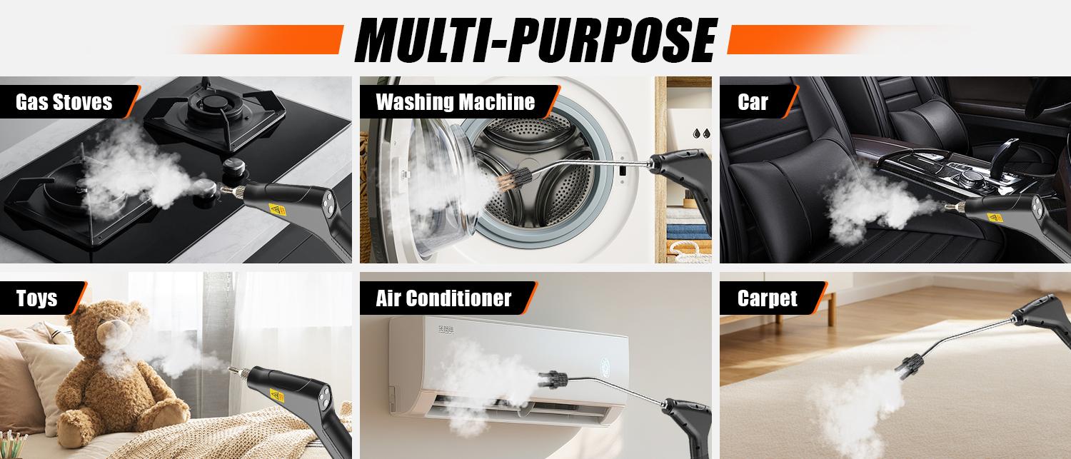 Handheld Steam Cleaner, Portable High Temp Steam Cleaner with 9pcs Accessories, 6-Level Adjustable Steam, 15s Fast Heat-Up for Kitchen Grease, Tile, Grout, Bathroom, Floor & Car Detailing Handheld Steam Cleaner, Portable High Temp Steam Cleaner with 9pcs Accessories, 6-Level Adjustable Steam, 15s Fast Heat-Up for Kitchen Grease, Tile, Grout, Bathroom, Floor & Car Detailing