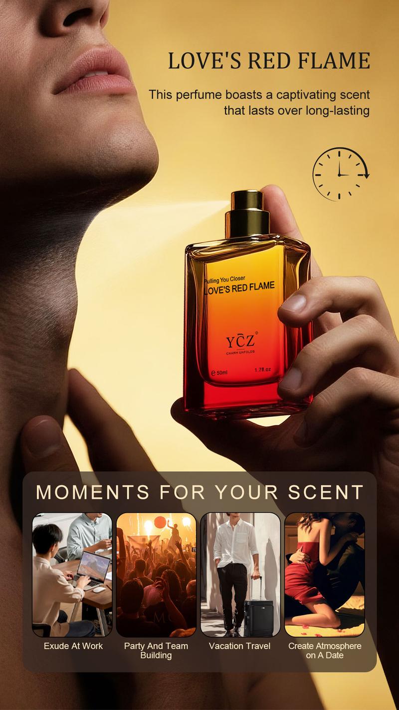 YCZ Men's Double Perfume Gift Set Eternal Love Spicy Woody EDP 75ml & Love's Red Flame Fruity Chypre EDP 50ml Long Lasting Fragrance Set with Exclusive Gift Box