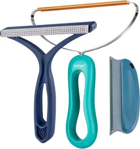 Pet Hair Remover 3-Pack, Dog Cat Hair Remover, Lint Shaver Cleaner Pro, Fur Removal Tool, Portable Carpet Scraper, Fuzz Rollers Hairball Brush for Carpets, Clothes, Car Mats, Couch, Pet Bed, Furniture