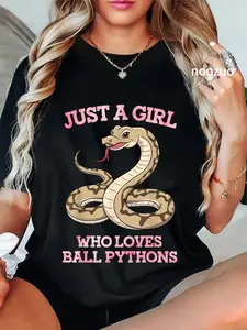 100% Cotton Ball Python Art For Women Mom Girls Ball Python Snake Lover T-Shirt