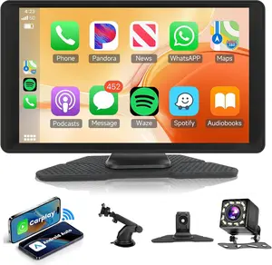 Wireless Carplay & Android Auto, Display 9 inch Touchscreen Portable Car Radio Receiver, Bluetooth Car Stereo with Camera, Type-C/AUX/TF/EQ, Carplay Screen for All Vehicles