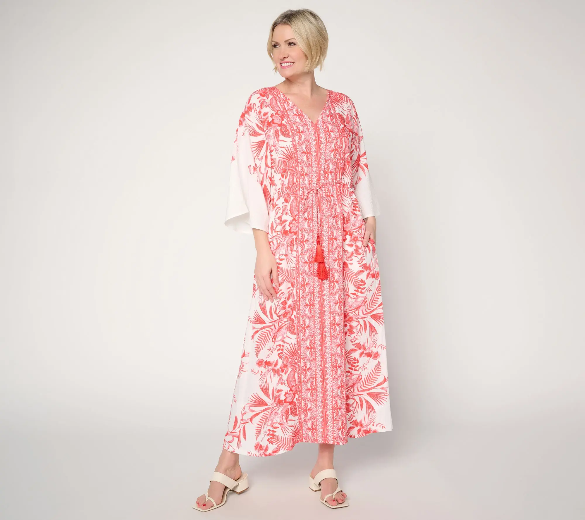 Dennis Basso Regular Printed Kaftan Dress