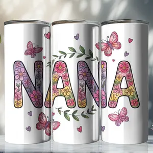 Cute Nana 20oz Stainless Steel Tumbler with Lid and Straw Double Wall Insulated