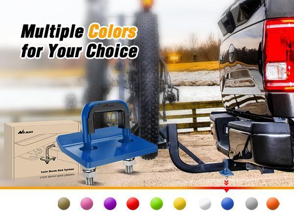 Nilight Trailer Hitch Tightener for 2 Inch Trailer Hitches Hitch Mount Anti Rattle Heavy Duty Steel with Rubber Cover Blue U Bolt Glossy Coating Plate Electrophoresis Anti-Rust Triple Protective