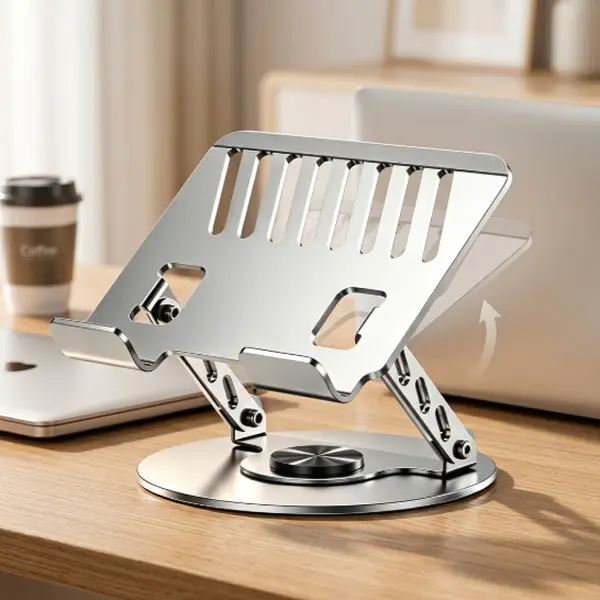 Carbon Steel Durable Multifunctional Laptop Stand - 360° Swivel, Height-Adjustable Foldable Riser, Open Slats Design Cooling Vents, Portable Desk Holder for 10-16 in MacBook, iPad, Laptops (Home Office Use)