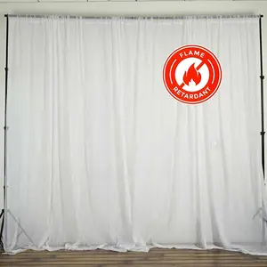 2 Pack 5ftx10ft White Chiffon Backdrop Drape Curtains, Durable Flame Resistant Sheer Organza Event Divider Panels With Rod Pockets