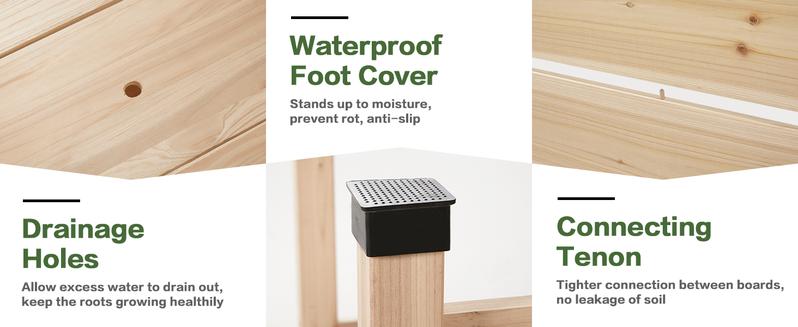 AMERLIFE Wooden Raised Garden Bed with Legs - 15 Inch Deep Elevated Planter Box Outdoors for Deep Rooted Plants, Ideal for Balcony, Patio, Easy Assembly