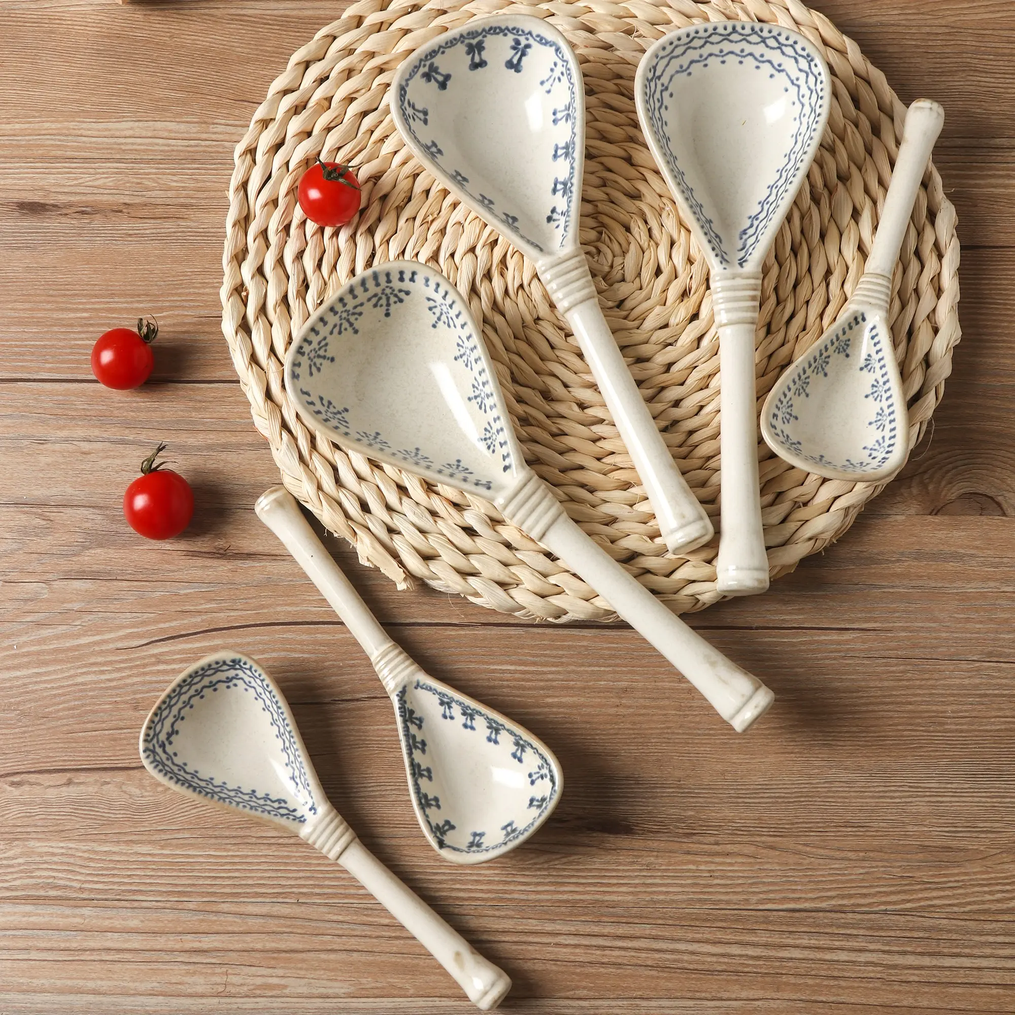 Japanese Large Soup Spoon Ceramic, Kitchen Cooking Spoon, Long Handle Soup Spoon, Ceramic Tableware, Two Sizes Available