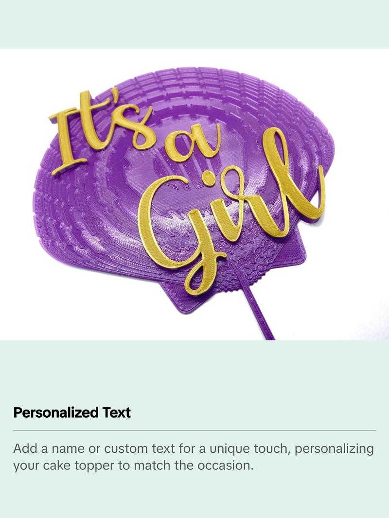 Custom Sea Shell Cake Topper Birthday Party Centerpiece Personalized Name or Any Text | Multiple colors available | Mermaid or Beach Themed