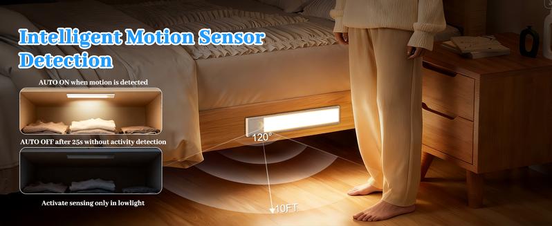 MATULSA 3/6Pcs Under Cabinet Light w/ Dock Base, 8/10/12/14inch 2500mAh Rechargeable Wireless Motion Sensor Lights with 3 Color Tempers