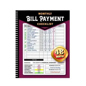 Efficient Finance Organizer Notebook,Monthly Bill Payment Tracker Checklist Premium Paper,Budget Planner & Expense Tracker,Money Management Checklist for Personal & Household Finance