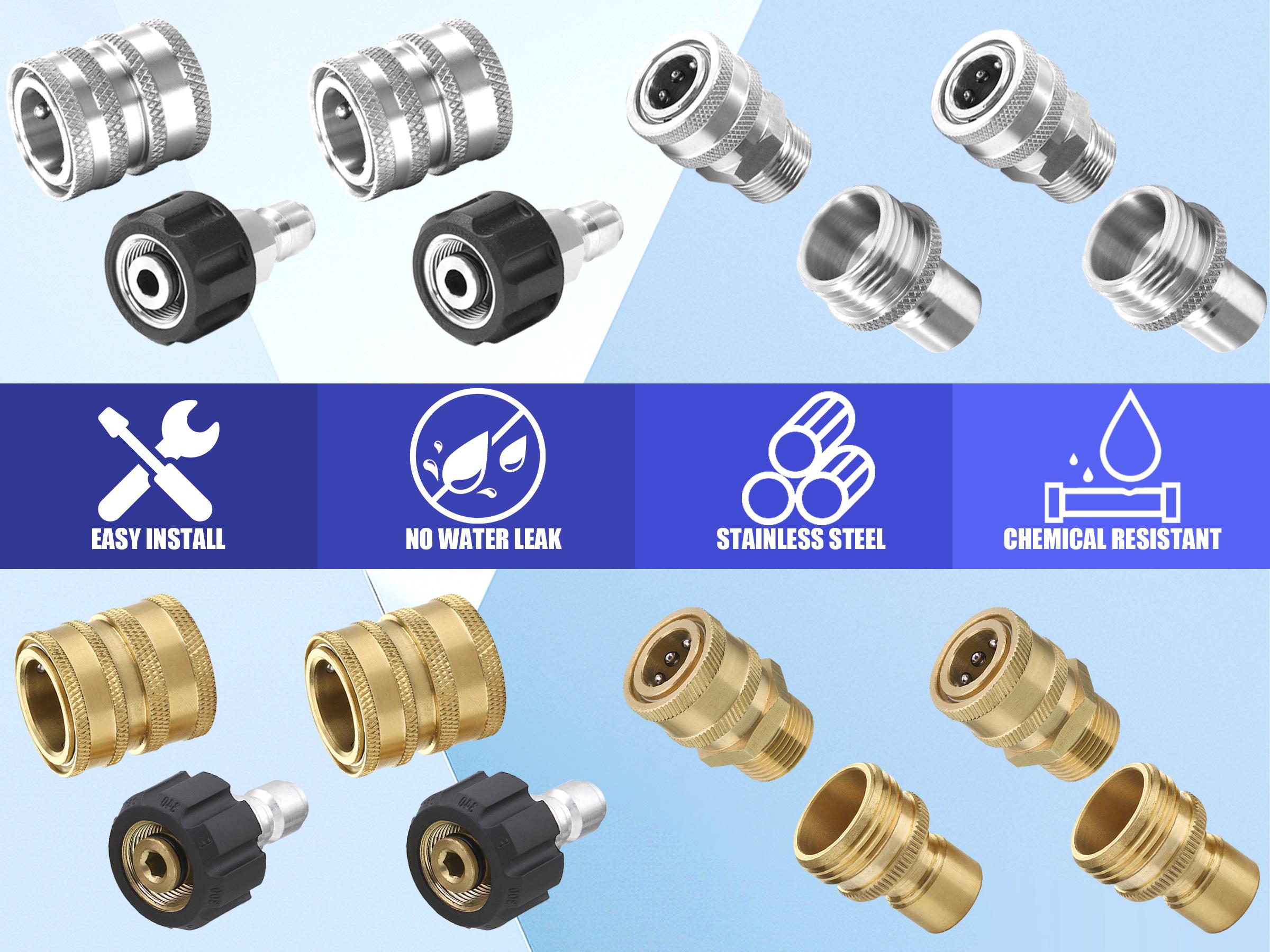 M MINGLE Ultimate Pressure Washer Adapter Set, Stainless Steel Universal Fittings, M22 Swivel to 3/8 Inch Quick Connect, 3/4 Inch to Quick Release, 8-Pack, ChristmasGift M MINGLE Ultimate Pressure Washer Adapter Set, Stainless Steel Universal Fittings, M22 Swivel to 3/8 Inch Quick Connect, 3/4 Inch to Quick Release, 8-Pack, ChristmasGift