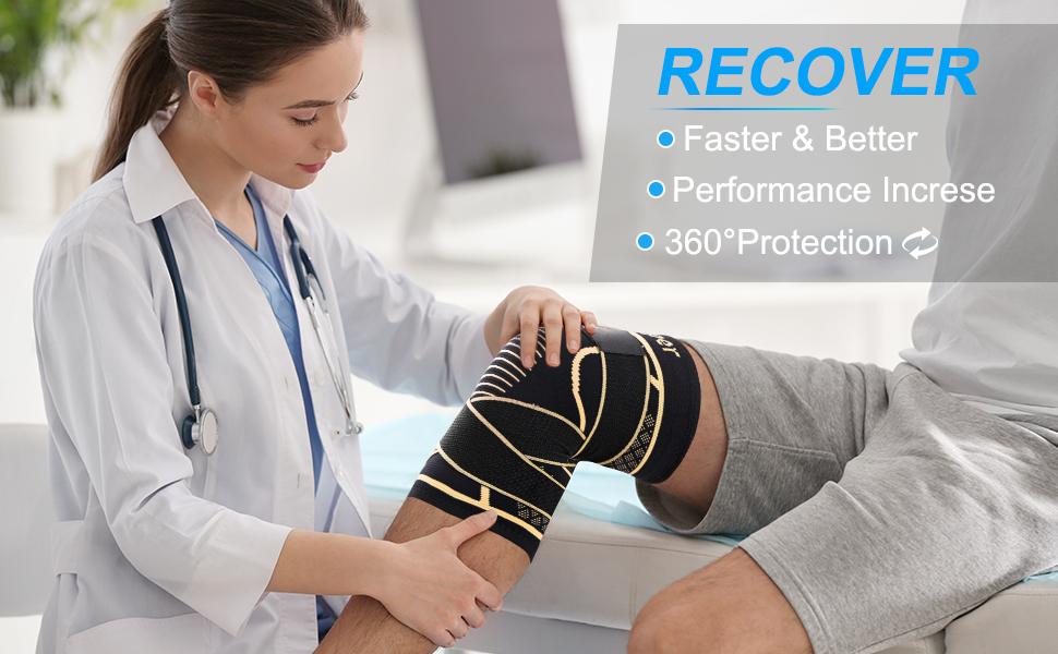 (2 Pack)Copper Knee Braces with Strap for Knee Pain Women and Men, Knee Compression Sleeve for Arthritis, ACL, Meniscus Tear, Joint Pain Relief, Knee Support for Working, Running, Weightlifting Healthcare Tool Leg Supporter Legit