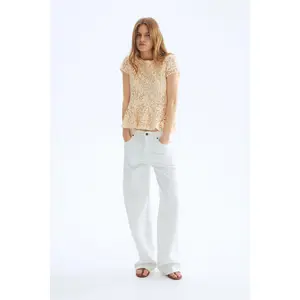 H&M Crochet-look peplum top