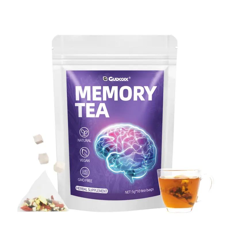 Herbal Memory Tea for Brain Function & Mental Clarity, Natural Vegan GMO Free, Cognitive Boost & Focus Support, 10 Bags