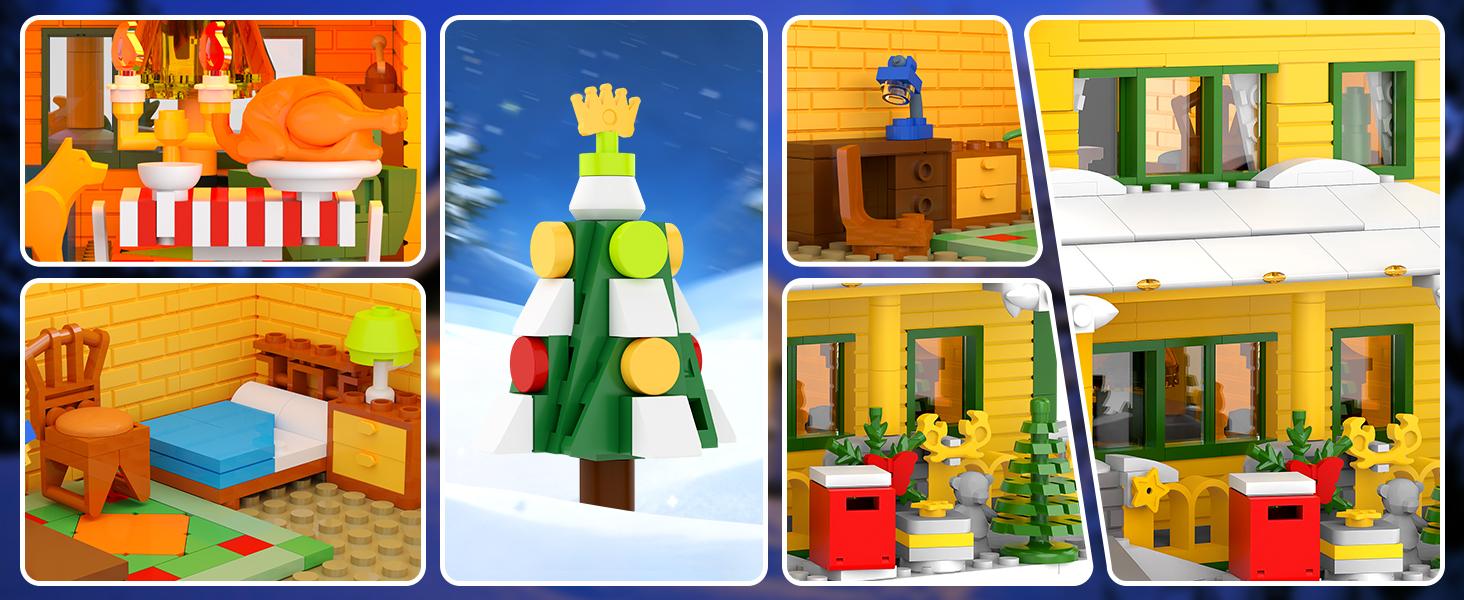 【Black Friday】TENHORSES Christmas Story House Building Blocks Set with LED Light-Able Building Toys for Boys Girls Adults Perfect Gift for Christmas Home Decoration Ideal for Home Decoration creative blocks holiday building blocks