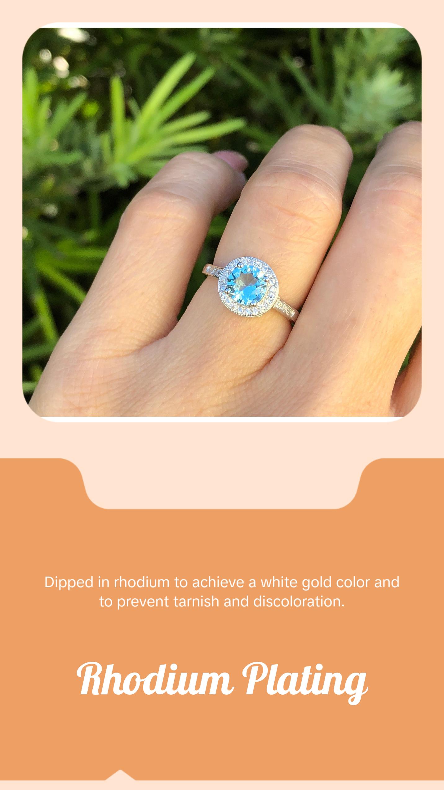 Sterling Silver Halo Aquamarine Ring